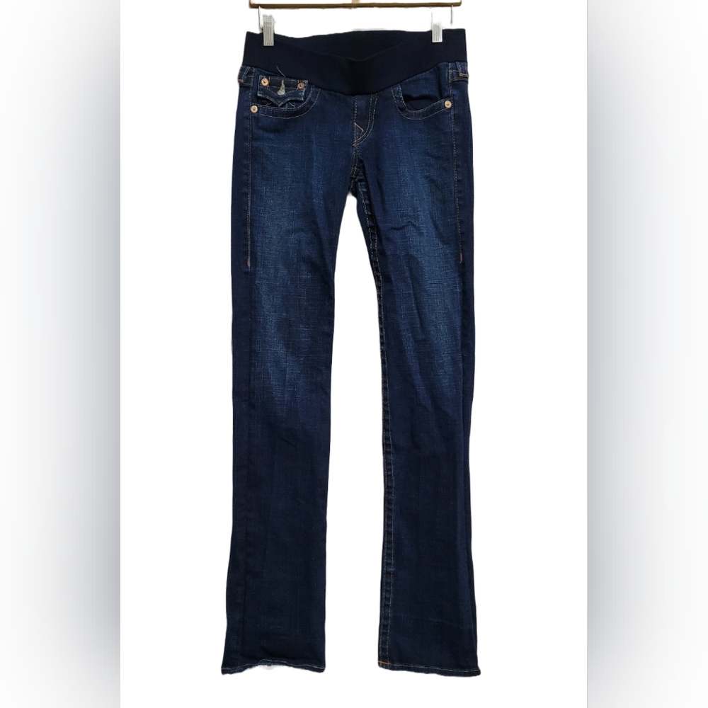 True Religion Dark Indigo Straight Leg Maternity Jeans